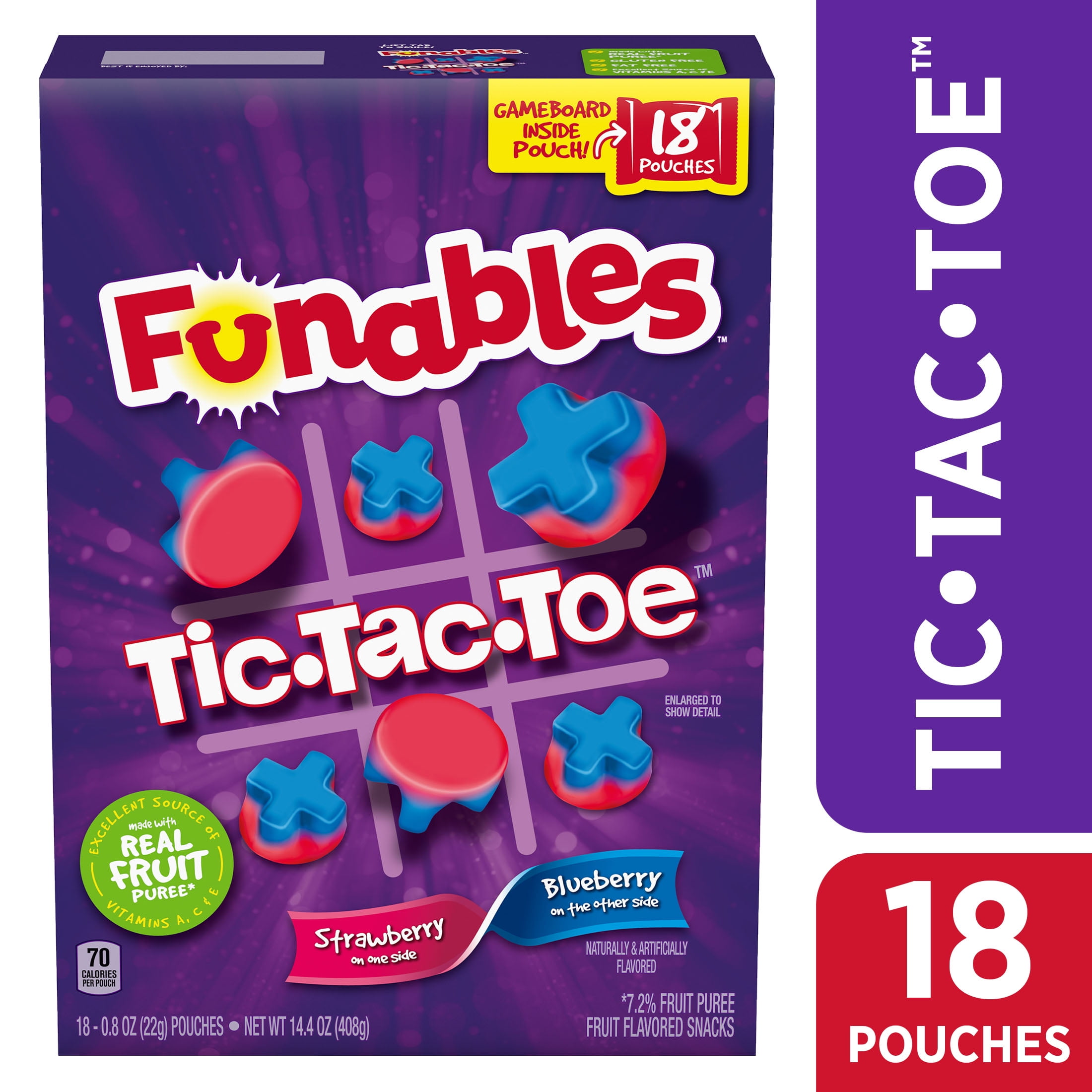 Funables Tic Tac Toe Fruit Flavored Snacks, 14.4 oz, 18 Count 