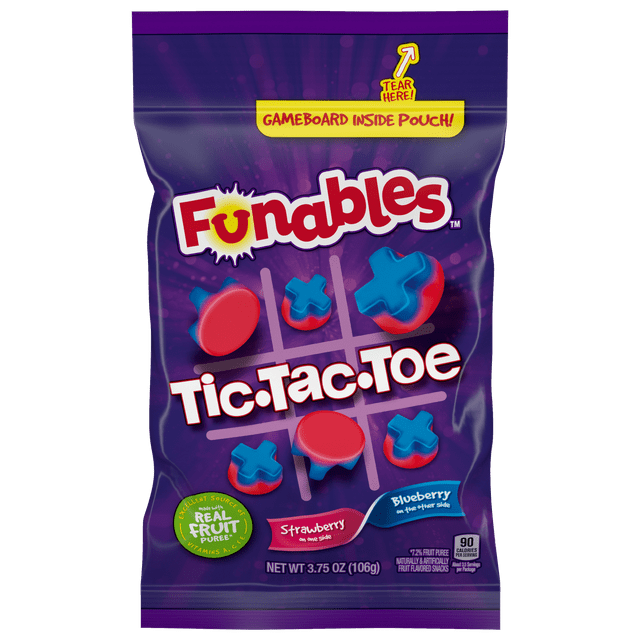 Funables Tic Tac Toe Fruit Flavored Snacks, 3.75 oz Bag