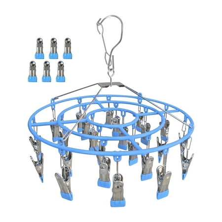 Funamily Clothes Drying Rack, Stainless Steel Laundry Drip Underwear Sock Hanger Round (Blue)