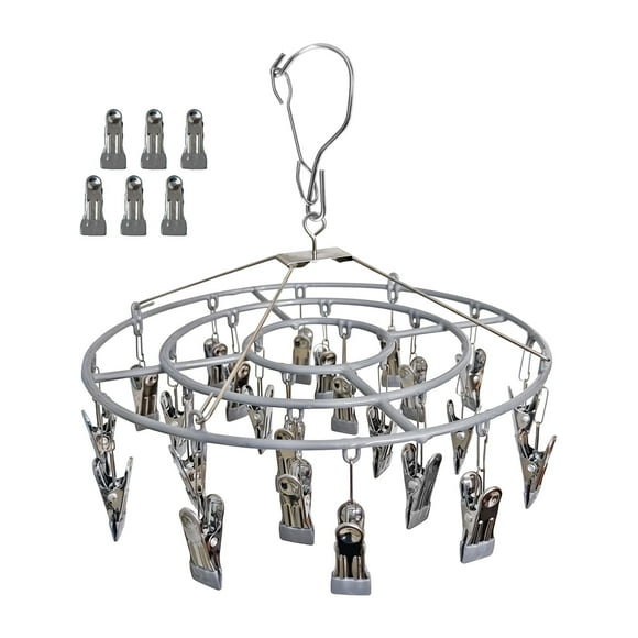 Funamily Stainless Steel Laundry Drying Rack Clothing Sock Drip Round Underwear Clothes Hanger(Grey)