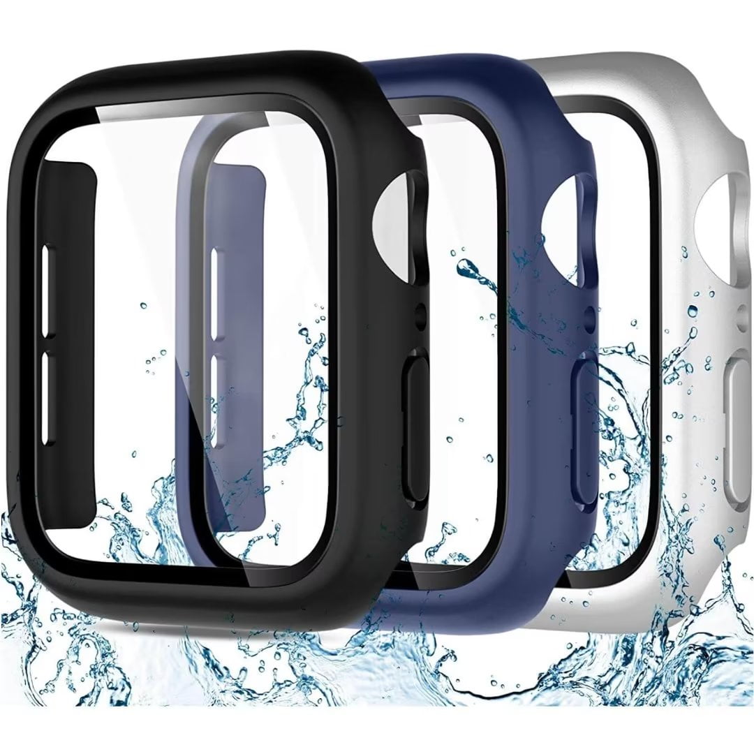 Funbiz 3 Pack Waterproof Case Compatible with Apple Watch Case 45mm iWatch SE Series 7 8 9 with Screen Protector Full Protective PC Case Bumper Covers for iWatch SE Series 9 8 7 6 5 4 3 2 1 Walmart Bu...