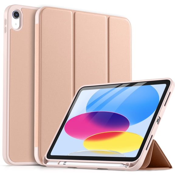 Funbiz Case for 10.9 inch Apple iPad 10th Generation Case Cover with Pencil Holder, Rose Pink