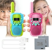 Funbiz Walkie Talkies for Kids, Rechargeable Kids Toys 22 Channels 2 Way Radio Toy with Backlit LCD Flashlight, Portable 3 KM Range for 3-12 Year Old Boys Girls Outside, Camping, Hiking