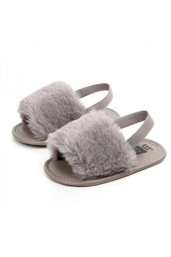 Newborn Baby Girl Shoes Plush Soft Sole Crib Faux Fur Slippers Pram Sandals