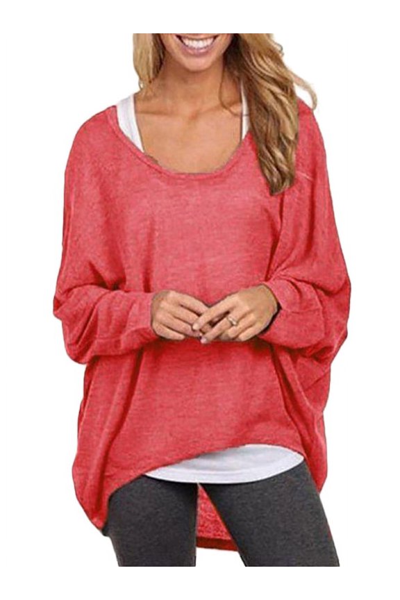 Women Fashion Loose Round Collar Long Sleeves T-shirt Sweater