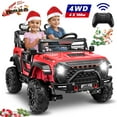thumbnail image 1 of Funcid 24V 9AH Ride on Toys 2 Seater Ride on Cars with Remote Control, 4WD Powered Ride on Electric Truck Car for Kids w/ Bluetooth, MP3, LED Lights, 3-Point Seat Belts, Spring Suspension, Red, 1 of 9