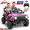 thumbnail image 1 of Funcid 24V 9AH Ride on Toys 2 Seater Ride on Cars with Remote Control, 4WD Powered Ride on Electric Truck Car for Kids w/ Bluetooth, MP3, LED Lights, 3-Point Seat Belts, Spring Suspension, Pink, 1 of 10