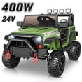 thumbnail image 1 of Farmdex 24 Volt Ride on Toys with Remote Control & Light Switch, 400W Ride on Cars Ride on Truck Car, Electric Car for Kids w/ Bluetooth, Music, Adjustable Seat Belts, Spring Suspension, 4 MPH, Green, 1 of 11