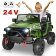 thumbnail image 1 of Farmdex 24V Ride on Toys Battery Powered Ride on Cars with Remote Control, Electric Ride on Truck Car, 400W Power Cars Wheels w/ Bluetooth, Music, Seat Belts, Spring Suspension, Green, 1 of 13