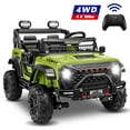thumbnail image 1 of VIBESPARK 24 Volt 2-Seater Ride on Toys with Remote Control, 9AH Electric Car for Kids, 4WD Battery Powered Ride on Truck Car, Power Car Wheels w/ Bluetooth, Music, Spring Suspension, 3-Speed, Green, 1 of 10