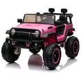 thumbnail image 1 of VIBESPARK 24V 7AH Ride on Toys, 4WD Ride on Cars with Remote Control, 2-Seater Powered Ride on Electric Truck Car for Kids w/ Bluetooth, MP3, LED Lights, 3-Point Seat Belts, Spring Suspension, Pink, 1 of 8