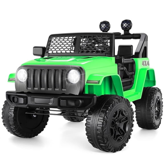 Funcid 12V 7AH Powered Ride on Truck Car with Parent Remote Control, Bluetooth Music, Spring Suspension, LED Lights - Green