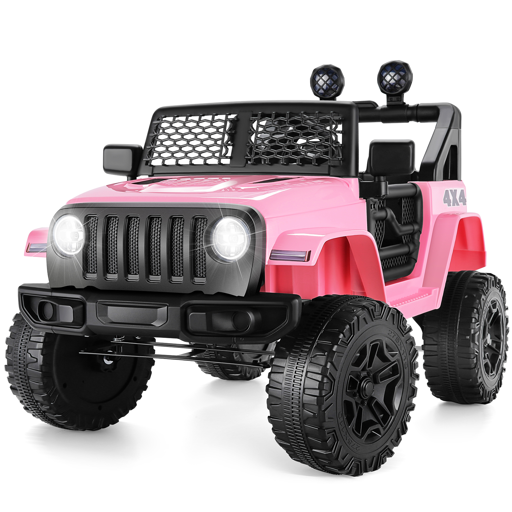 Funcid 12V 7AH Kids Powered Ride on Truck Car with Parent Remote Control, Bluetooth Music, Spring Suspension, LED Lights - Pink - image 1 of 11