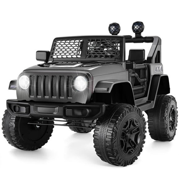 Funcid 12V 7AH Kids Powered Ride on Truck Car with Parent Remote Control, Bluetooth Music, Spring Suspension, LED Lights - Black