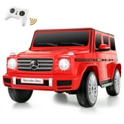 Funcid 12V 7AH Kids Ride On Car, 4WD Licensed Mercedes-Benz G500 Battery Powered Toy Electric Car with Parent Remote Control, Bluetooth, 3 Speeds, LED Light & Music Player, Spring Suspension, Red