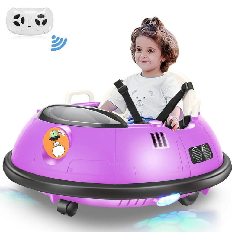 Funcid 12V Bumper Car Ride on with Remote Control Kids Electric Baby Bumper Car for Toddlers Toys for 1.5 5 Girls Boys W 5 Point Seat Belt 3 Speeds Purple Shop Black Friday
