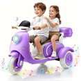 thumbnail image 1 of Funcid 12V Ride on Motorcycle with 3 Wheels, 2 Seater Kids Motorcycle with Storage Compartments, 2WD Electric Bike for Toddlers, Stable Structure, Cute Design, Music, LED Lights, Purple, 1 of 9