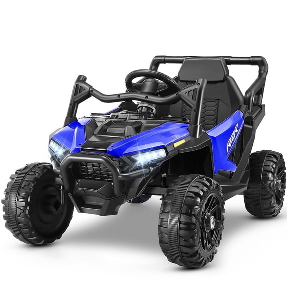 Funcid 12V Ride on Toys with Remote Control, Electric Car for Kids, 2*100W Engines Ride on Cars w/ Bluetooth, Battery Indicator, Knob Volume Control, 3.1 MPH, Age 3-6, Blue