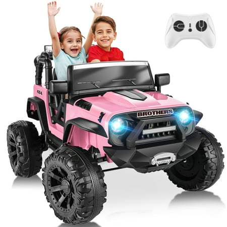 Funcid 2-Seater 24 Volt Ride on Toys, 9AH Battery Powered Riding Toy Car with 2x200W Motor, Parent Remote Control, Spring Suspension, Large Wheels, 3 Speeds, LED Lights, Bluetooth Music, Pink