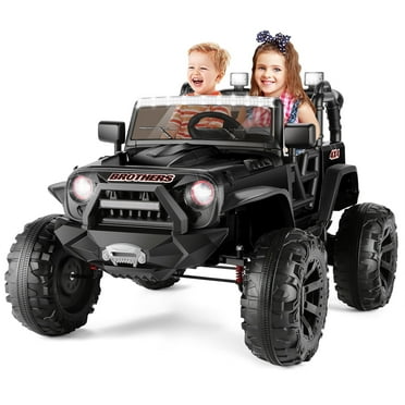 Funcid 2-Seater 24 Volt Ride on Toys, 9AH Battery Powered Riding Toy Car with 2x200W Motor, Parent Remote Control, Spring Suspension, Large Wheels, 3 Speeds, LED Lights, Bluetooth Music, Black