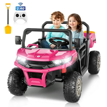 Funcid 24 V Kids Ride on Toys with Remote Control, 2WD Ride on UTV Truck Car, Electric Battery Powered Ride on Cars Four Wheels, Bluetooth Music, Pink