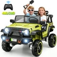 thumbnail image 1 of Funcid 24V Ride on Toys with Remote Control, 2 XL Seater Ride on Truck Car, 2WD/4WD Electric Car for Kids w/ Bluetooth, Flashing Colored Lights, SD Port, MP3, Spring Suspension, 6MPH, Green, 1 of 8