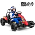 thumbnail image 1 of Funcid 24V 10Ah Big Battery Go Kart for Kids Age 6-12, Ride on Toys with 600W Motors, 7.5 MPH Electric Go Kart W/ EVA Wheels, 4-Level Adjustable Seat & 360° Drift Mode, LED Power Display, Red, 1 of 7