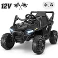 thumbnail image 1 of Funcid 12V Ride on Toys with Remote Control, Single Seater Ride on Cars, 200W Electric Car for Kids w/ Bluetooth, Knob Volume Control, Battery Indicator, MP3, Spring Suspension, Black, 1 of 8
