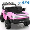 thumbnail image 1 of Funcid 24V Ride on Toys with Remote Control, 2 XL 21.7'' Seater Ride on Truck Car, 2WD/4WD 800W Electric Car for Kids w/ Bluetooth, Bright LED Lights, MP3, Spring Suspension, Pink, 1 of 7