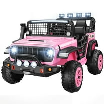 Funcid 24V 2-Seater Ride on Toys with Remote Control, 7AH Ride on Cars Kids Electric Car, Battery Powered Ride on Truck Car w/ Bluetooth, Music, LED Lights, Pink