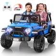 thumbnail image 1 of Funcid 24 Volt Ride on Toys with Remote Control, 400W 2-Seater Ride on Cars with Colored LED Lights & Battery Indicator, Electric Car for Kids w/ Bluetooth, Light Control, Volume Knob, Blue, 1 of 12