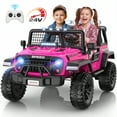 thumbnail image 1 of Funcid 24 Volt Ride on Toys 2-Seater Ride on Cars with Remote Control, 400W Electric Car for Kids, Ride on Truck Car W/ Bluetooth, Power Display, Music, LED Lights, Suspension, Pink, 1 of 15