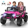 thumbnail image 1 of Funcid 24 Volt Ride on Toys with Remote Control, 400W 2-Seater Ride on Cars with Colored LED Lights & Battery Indicator, Electric Car for Kids w/ Bluetooth, Light Control, Volume Knob, Pink, 1 of 12