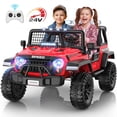thumbnail image 1 of Funcid 24 Volt Ride on Toys with Remote Control, 400W 2-Seater Ride on Cars with Colored LED Lights & Battery Indicator, Electric Car for Kids w/ Bluetooth, Light Control, Volume Knob, Red, 1 of 9