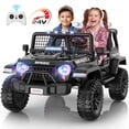 thumbnail image 1 of Funcid 24 Volt Ride on Toys with Remote Control, 400W 2-Seater Ride on Cars with Colored LED Lights & Battery Indicator, Electric Car for Kids w/ Bluetooth, Light Control, Volume Knob, Black, 1 of 9