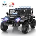 thumbnail image 1 of Funcid 24 Volt Ride on Toys with Remote Control, 400W 2-Seater Ride on Cars with Colored LED Lights & Battery Indicator, Electric Car for Kids w/ Bluetooth, Light Control, Volume Knob, Black, 1 of 9