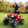thumbnail image 1 of Funcid 24V 7AH Electric Kids ATV, 2 Seater Ride on Car with Steel Frame, Ride on Toy for Big Kids 3-10 Years w/ Bluetooth, Music, LED Lights, Red, 1 of 11