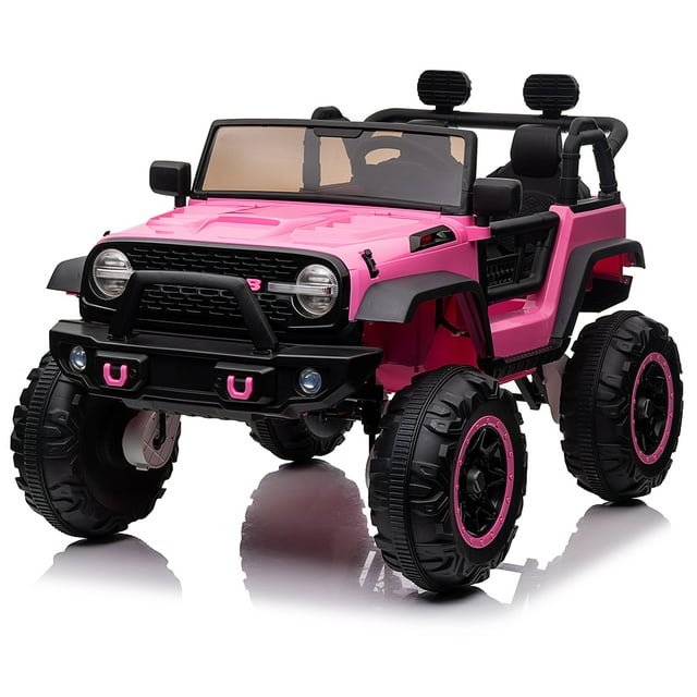 Funcid 24V 2-Seater Kids Ride on Cars 4x4 Ride on Toys W/ Remote Control Battery Powered Ride on Electric Truck Car, Power Car Wheels W/ Bluetooth, Music, Lights, SUV-Pink