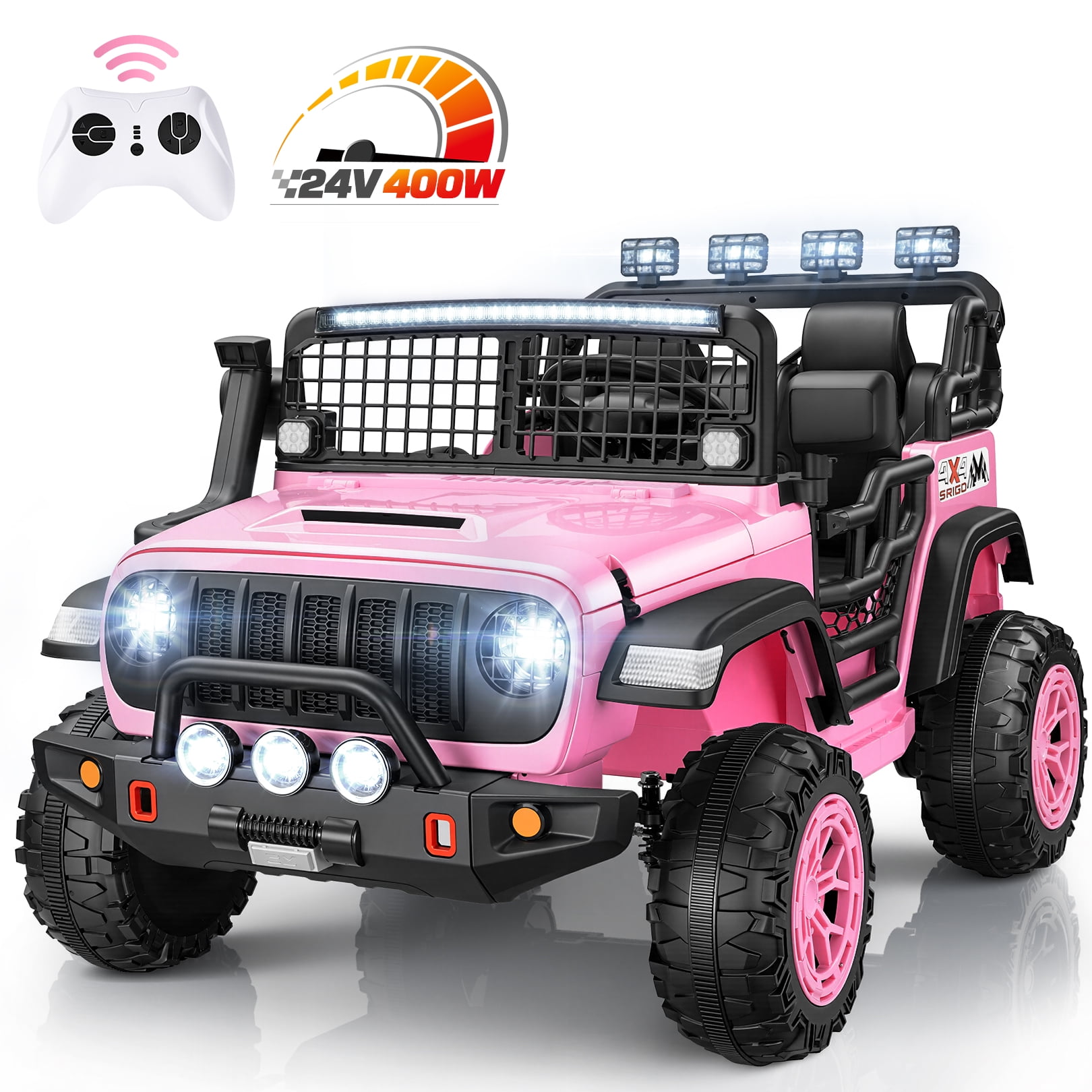 Walmart savings: Walmart Cyber Monday Deals 2025 - Funcid 24V Kids Ride on Electric Car, 2-Seater with Lights, Bluetooth, and Remote Control, Pink