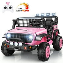 Funcid 24 Volt Ride on Toys, 2-Seater Electric Car for Kids, 400W Ride on Cars with Remote Control, Ride on Truck W/ Bluetooth, Music, Power Display, High/Low Speed, Light Control, Suspension, Pink