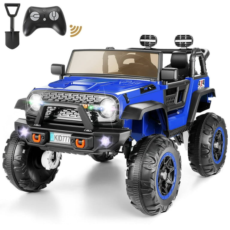 Funcid 24V 2 Seater Kids Ride on Truck Electric Car with Remote Bluetooth 4WD 2WD 7AH Battery LED Lights Blue Walmart