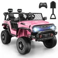 thumbnail image 1 of Funcid 24V Ride on Car with Remote Control & 2 Seater, 2WD/4WD Switchable Powered Ride on Toys for Boys, Girls, 4 x 100W Kids Ride on Truck, Colorful LED Lights, Bluetooth, MP3, USB, 6MPH, Pink, 1 of 9