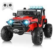 Funcid 24V Kids Ride on Car with Remote Control, 9AH Battery Powered Toys Car w/ 400W Motors, 2 Seater Ride on Truck, Bluetooth Music, LED Lights, Spring Suspension, Pink