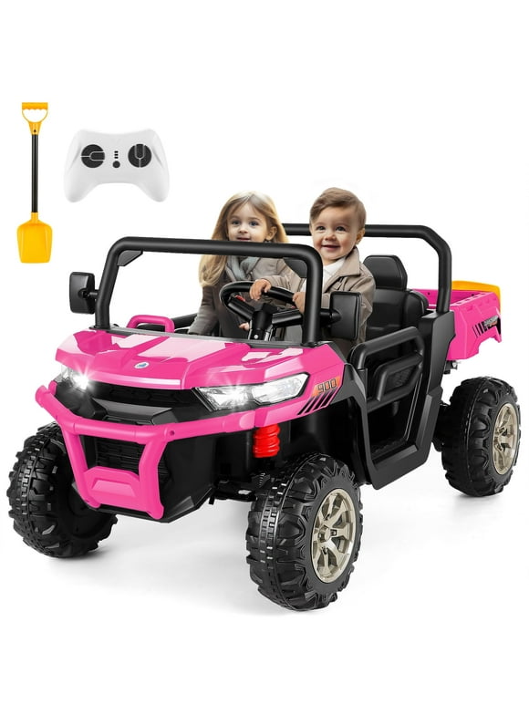 Funcid 24V Kids Ride on Toys with Remote Control, 2WD Ride on UTV Truck Car, Electric Battery Powered Ride on Cars Four Wheels, Bluetooth Music,  Pink