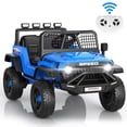 thumbnail image 1 of Funcid 24V Ride on Cars Truck with Remote Control, Electric Battery Powered Car with Spring Suspension, Ride on Toys for Kids, Built-in music, Cool LED Light, Bluetooth, USB, Blue, 1 of 10