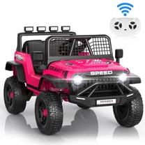 Funcid 24V Ride on Cars Truck with Remote Control, Electric Battery Powered Car with Spring Suspension, Ride on Toys for Kids, Built-in music, Cool LED Light, Bluetooth, USB, Pink