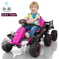 thumbnail image 1 of Farmdex 24 Volt Ride on Cars with Detachable Trailer, Battery Powered Ride on Toys, Electric Car w/ Bluetooth, Music, Battery Display, Light Control, 5 MPH, Pink, 1 of 8