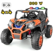 Funcid 24V Ride on Toys 4WD Ride on Cars with Remote Control, 2 XL Seater Electric Car for Kids, Power Car Wheels, UTV w/ 4*200W Motor, Bluetooth, Music, Lights, 3 Speeds, Orange