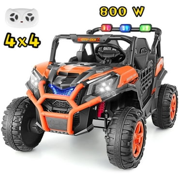 Funcid 24V Ride on Toys 4WD Ride on Cars with Remote Control, 2 XL Seater Electric Car for Kids, Power Car Wheels, UTV w/ 4*200W Motor, Bluetooth, Music, Lights, 3 Speeds, Orange