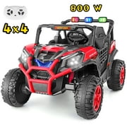 Funcid 24V Ride on Toys 4WD Ride on Cars with Remote Control, 2 XL Seater Electric Car for Kids, Power Car Wheels, UTV w/ 4*200W Motor, Bluetooth, Music, Lights, 3 Speeds, Red